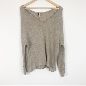 Free People Tan Sadie Sweater V Neck Size S